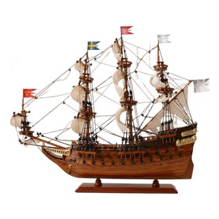 Heritage Handcrafted Wooden Galleon Ship Model – Luxury Nautical Decor for Modern & Vintage Interiors For Sale