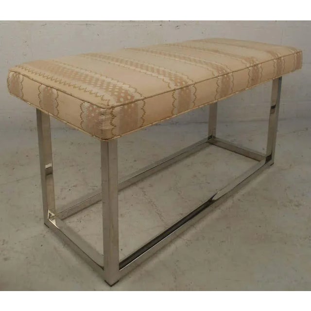 Mid-Century Modern Mid-Century Modern Upholstered Bench With Solid Chrome Frame For Sale - Image 3 of 11
