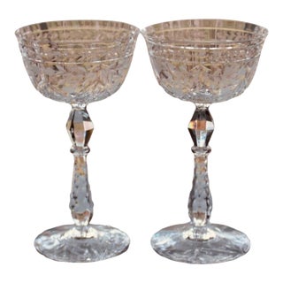 Antique Crystal Champagne Toasting Glasses- a Pair For Sale