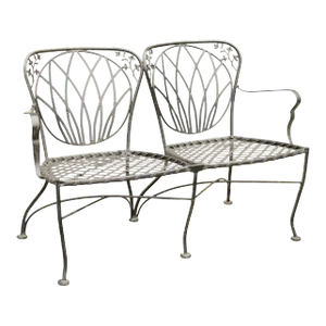 Vintage Wrought Iron Outdoor Garden Settee
