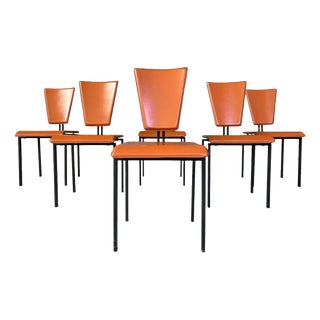 Postmodern Leather Dining Chairs, 1970s, Set of 6 For Sale