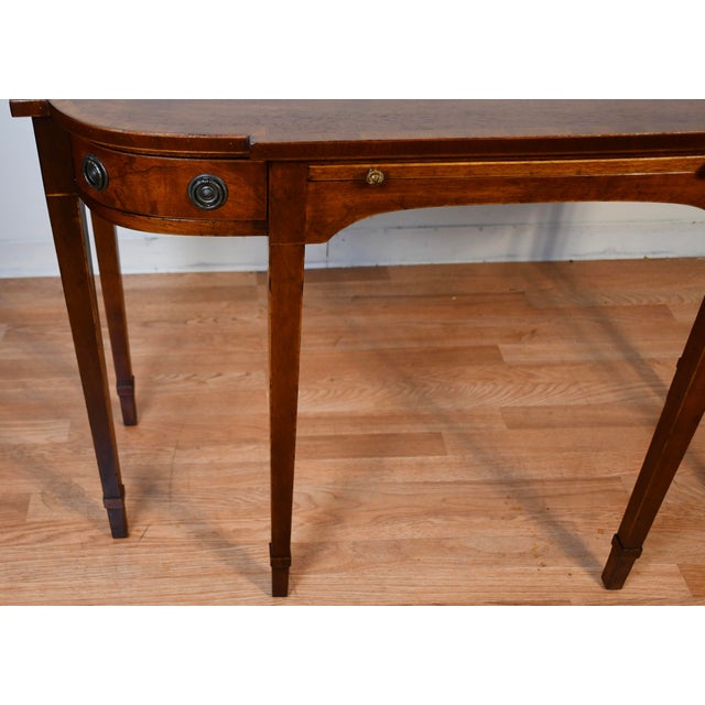 1910s 1910s Antique Dokon n.y English Regency Mahogany Banded Satinwood Console Table For Sale - Image 5 of 13