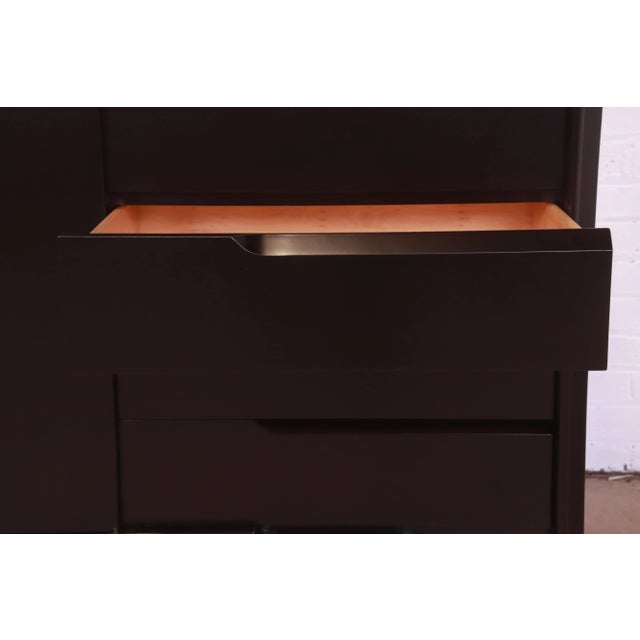 Edmond Spence Swedish Modern Black Lacquered Sideboard Credenza, Newly Refinished For Sale - Image 9 of 13