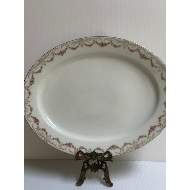 Limoges, France Antique Late 19Th Century Limoges France Bawe Dotter Elite Co. Serving Platter 16" X 12" Floral Gold Trim For Sale - Image 4 of 18