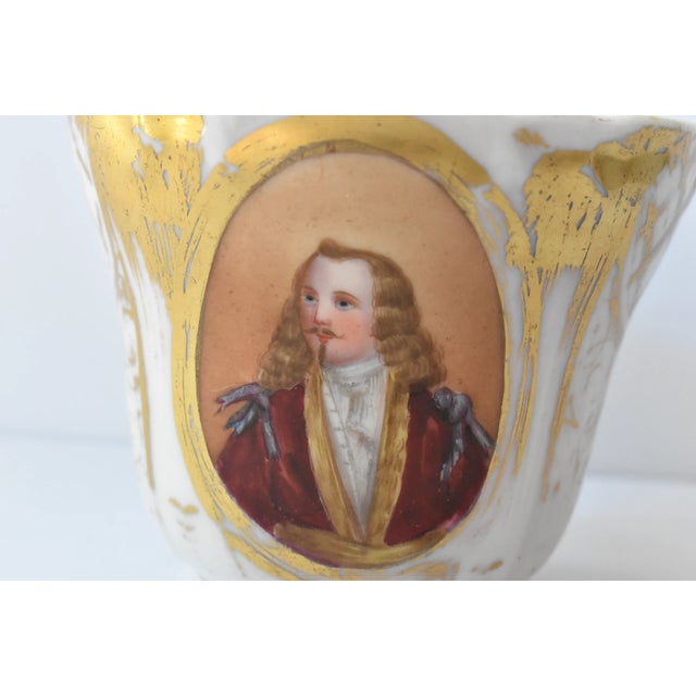 Rococo Antique 19th-Century Old Paris Porcelain Portrait Mug For Sale - Image 3 of 10