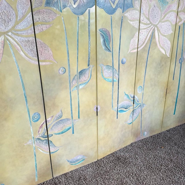 Chinese Chinese Hand Carved Flowers and Ducks Sculpted Room Divider Screen - 8 Panels For Sale - Image 3 of 12