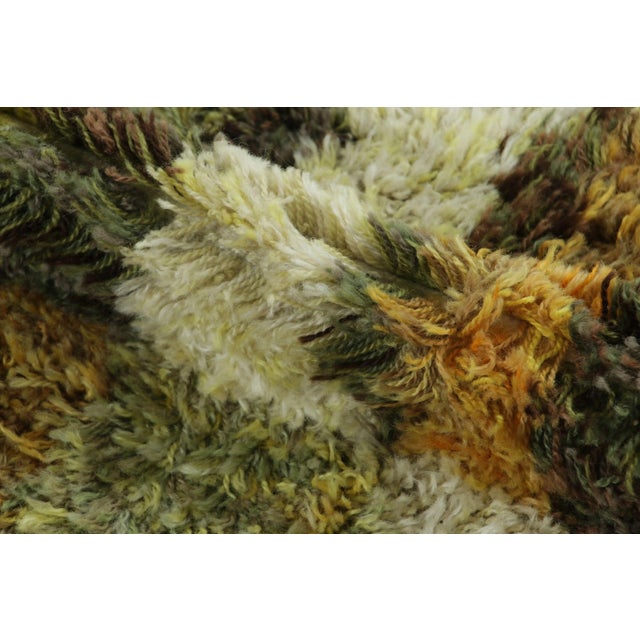 Textile Vintage Swedish Rya Runner With Green and Ochre Tectonic Geometry - Rug & Kilim For Sale - Image 7 of 8