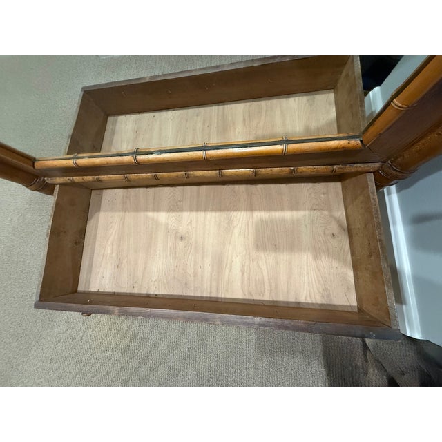 Wood 19th C Faux Bamboo Mirrored Armoire Wardrobe Cabinet For Sale - Image 7 of 11