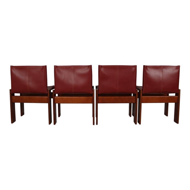 English Red Leather Monk Chairs by Afra & Tobia Scarpa for Molteni, 1973, Set of 10 For Sale - Image 6 of 18