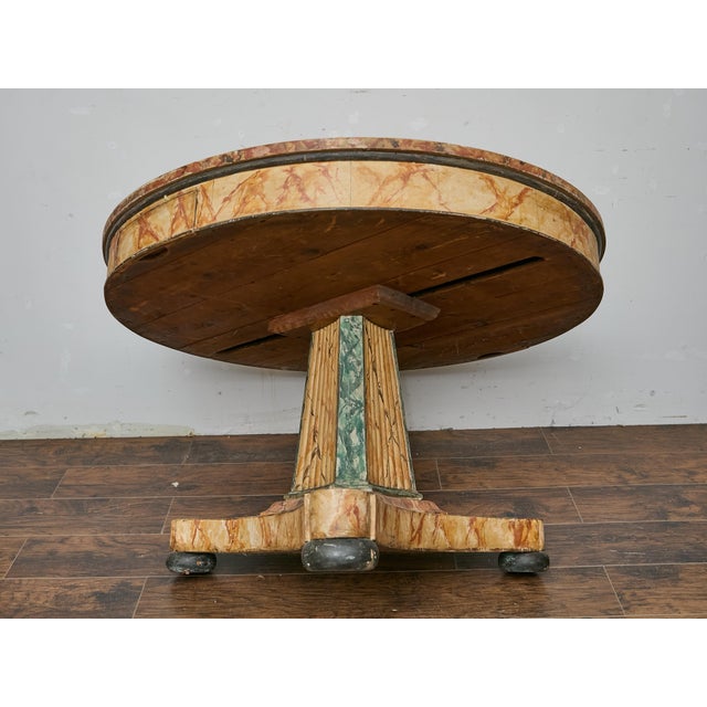 19th Century Italian Faux Painted Center Table with Trompe-l’Œil Marble Finish For Sale - Image 9 of 12