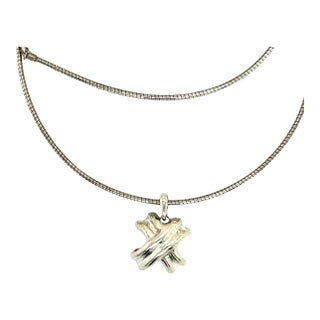 Tiffany & Co Estate X Signature Necklace Sterling Silver For Sale