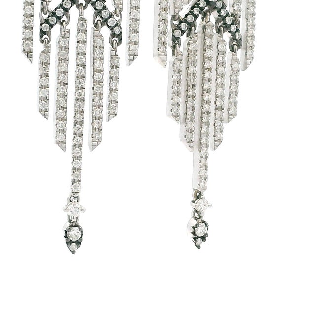 Casato Gioielli Italian 18k White Gold Diamond Art Deco Revival Chandelier Earrings, Pair For Sale - Image 11 of 13