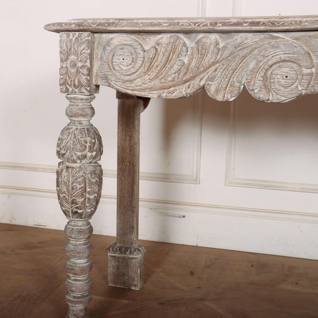 English Carved and Bleached Console Table, 1890s For Sale - Image 3 of 14