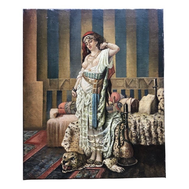 Orientalist School Artist, L'Odalisque, Oil on Canvas, 20th Century For Sale