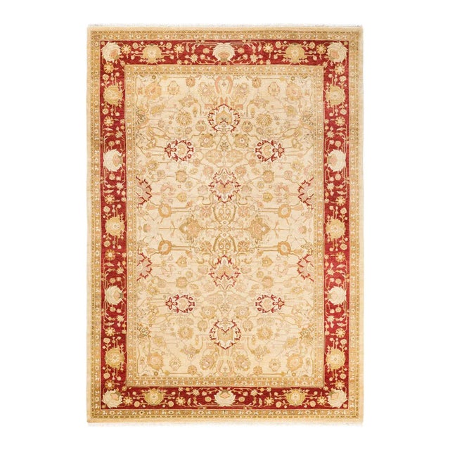Vintage Moroccan Hand Knotted Wool Area Rug, Ivory - 6'2" X 8'10" For Sale - Image 9 of 9