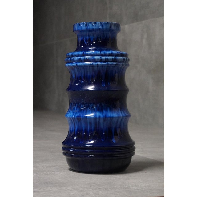 Large West German Blue Ceramic Vase, 1970s For Sale - Image 6 of 6