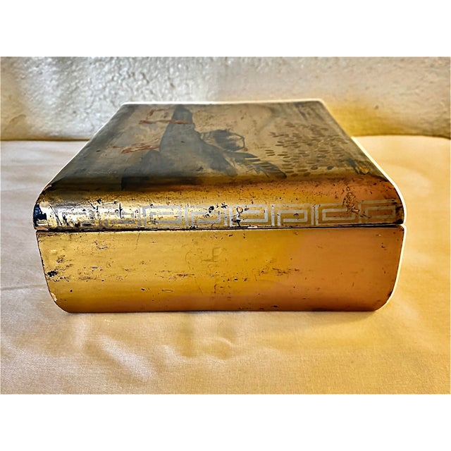 Vintage Japanese Gold Lacquered Wood Box For Sale - Image 4 of 15