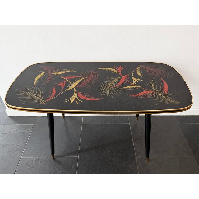 Metal Vintage Rectangular Formica Coffee Table with Botanical Motif, 1950s For Sale - Image 7 of 18