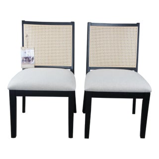 Bayside by Whalen Harrison Caned Rattan Side Accent Dining Chairs - Set of 2 For Sale