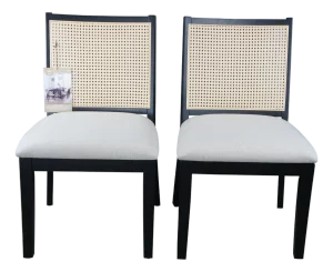 Bayside by Whalen Harrison Caned Rattan Side Accent Dining Chairs - Set of 2