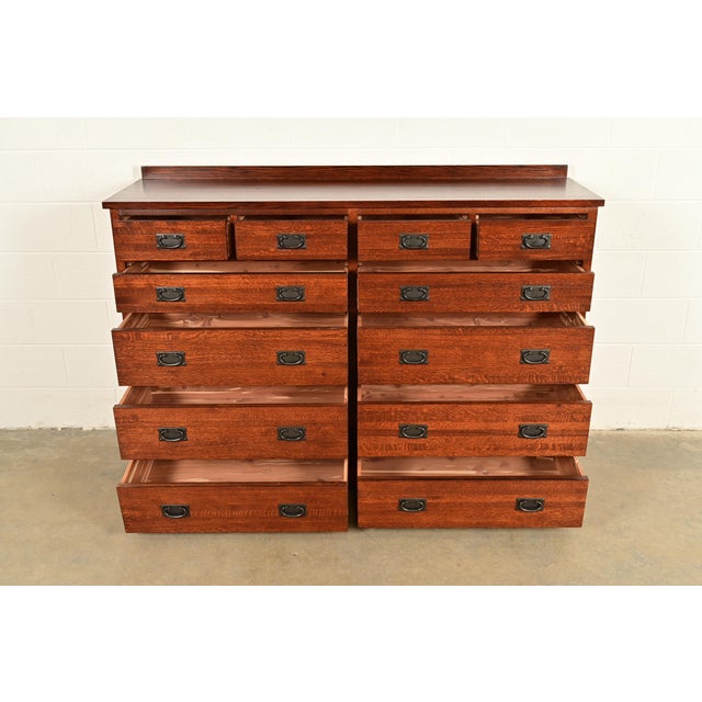 Early 21st Century Stickley Style Mission Oak Arts & Crafts Twelve-Drawer Dresser or Chest of Drawers For Sale - Image 5 of 15
