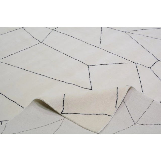 2000 - 2009 Moroccan Azilal White Hand Knotted Wool Rug,9X12'1 For Sale - Image 5 of 6