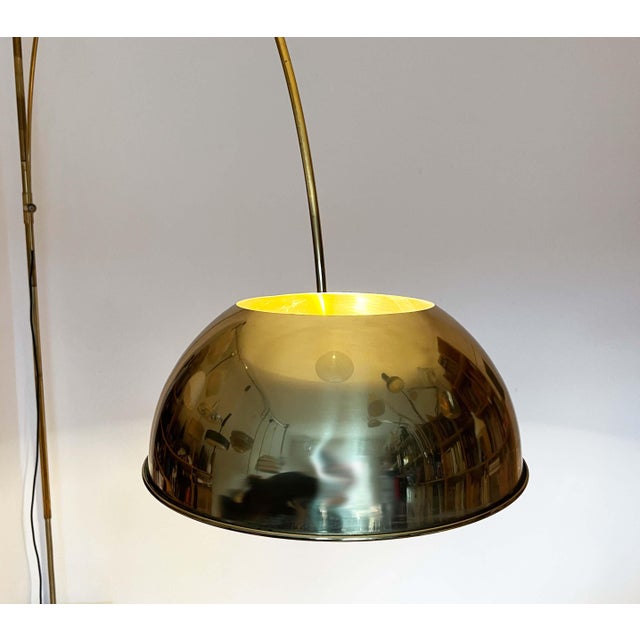 Vintage Postmodern German Brass Boca Arc Floor Lamp with Clamping Rod attributed to Florian Schulz, 1970s For Sale - Image 16 of 18