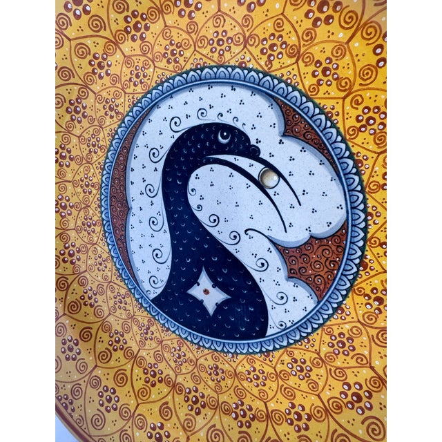 Abstract Deruta Hand-Painted Ceramic Majolica Bird Plate / Platter For Sale - Image 3 of 9