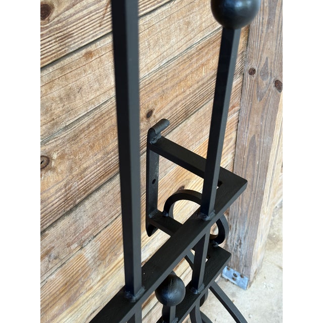 Metal Mid-20th Century Hand-Forged Iron Window Grille With Sculptural Scrollwork For Sale - Image 7 of 12