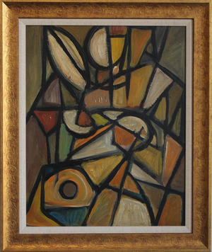 Postwar European Artist, The Vanguard Series Nr. XXII Abstract Composition, 1950s-1970s, Oil on Board, Framed