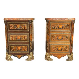 Boulle Marquetry Napoleon III Bedside Tables, Set of 2 For Sale
