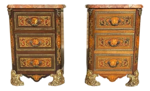 Boulle Marquetry Napoleon III Bedside Tables, Set of 2