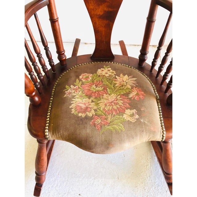 Antique Rosewood Tapestry Rocking Chair Victorian Vintage Chairish