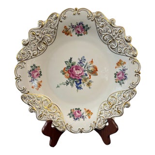 1930s J L Menau Graf Von Henneberg Porzellan Hand Enameled Serving Charger Plate/Dish For Sale