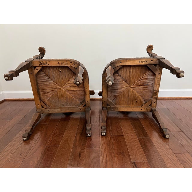 Mid 20th Century Pair of Rustic Colonial Style Carved Oak Corner Chairs For Sale - Image 11 of 11