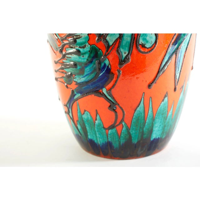 Orange Large Mid-Century Modern Ceramic Vase For Sale - Image 8 of 13