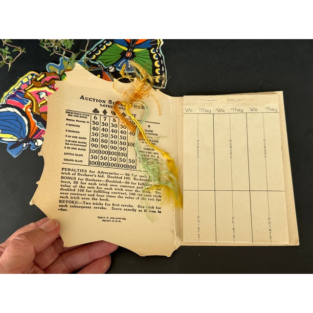 Vintage Bridge Tally Set Butterflies and Spider Web For Sale - Image 11 of 12