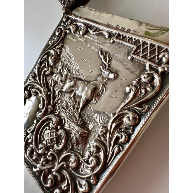 Antique 1909 Edwardian Sterling Silver Stag Calling Card Case by Crisford & Norris For Sale - Image 13 of 16