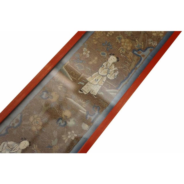 Antique Textile Small Scatter Size Silk & Metallic Thread Brown Earth Tone, Red For Sale In New York - Image 6 of 7