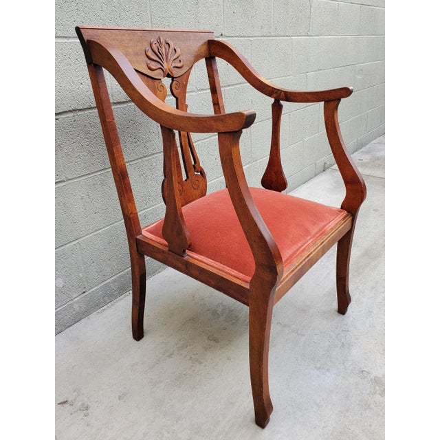 1940s Newspaper Reading Chair With Velvet Seat For Sale - Image 4 of 12