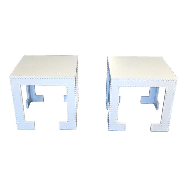 Jacques Garcia for McGuire Studded Powder Coated Chi Chi Side Tables - a Pair For Sale
