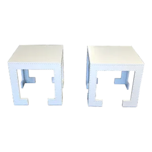 Jacques Garcia for McGuire Studded Powder Coated Chi Chi Side Tables - a Pair