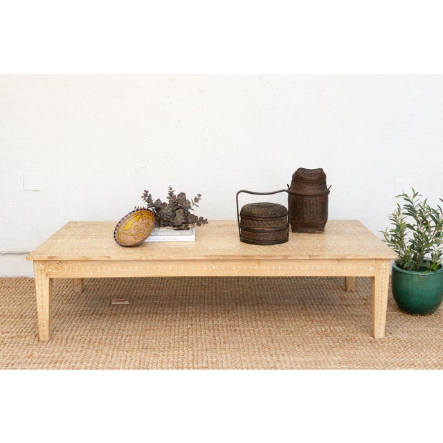 Large Enchanting Bleached Wood Inlaid Coffee Table For Sale - Image 11 of 11