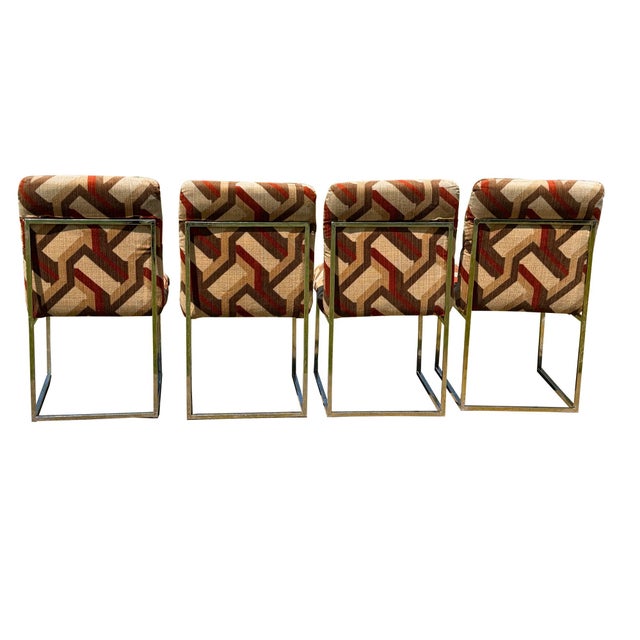 1970s Cal-Style Thin Line Metal Dining or Game Chairs, Set of Four After Milo Baughman For Sale In Oklahoma City - Image 6 of 12