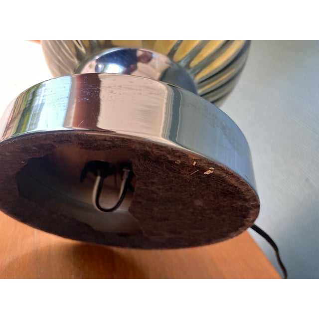 1970s Hollywood Regency Smoked Glass Globe Table Lamps With Chrome Bases & Original Shades - a Pair For Sale In Denver - Image 6 of 8