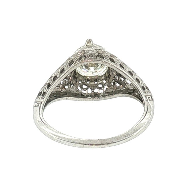 Mid-Century Modern 1930's 18 Karat White Gold Mounting With a 1.2 Carat Modern Diamond Ring For Sale - Image 3 of 5