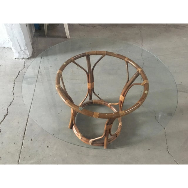 Mid-Century Modern Italian Bamboo Table with Glass Top, 1970s For Sale - Image 8 of 11