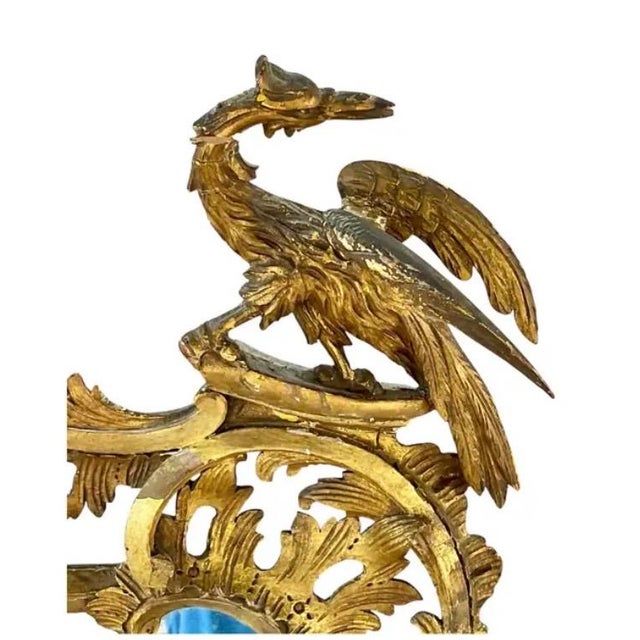 Chinese Chippendale Style Giltwood Mirror With Hoho Birds For Sale - Image 12 of 17