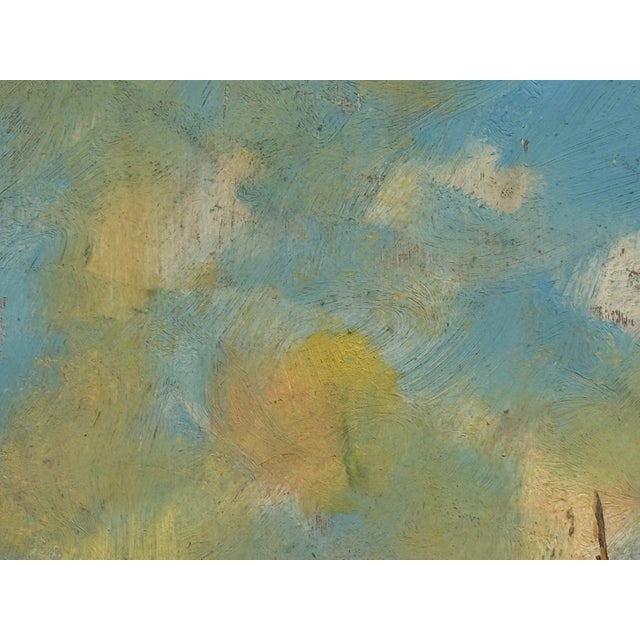 Green Framed Oil Painting of Mountain Landscape, Vintage For Sale - Image 8 of 12