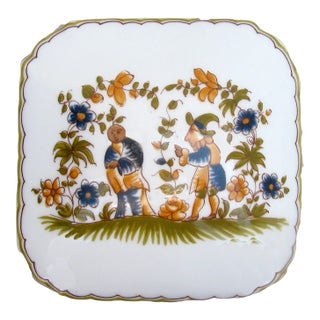 Large Quimper Style Limoges Porcelain Trinket / Vanity Box For Sale